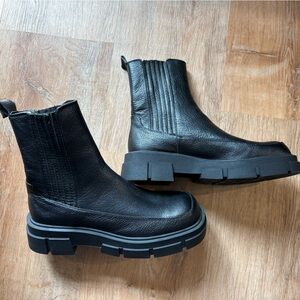 Mango Black Leather Boots - Brand New